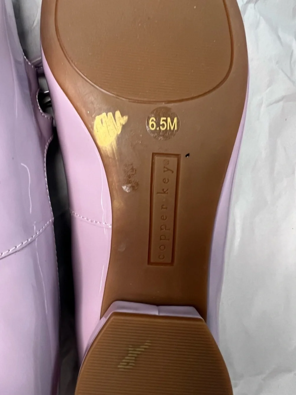 Copper Key Frolic Patent Double Bow Marry Jane Lavender Flats in Size 6.5M